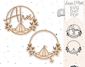 Laser file paper ship SVG DXF - Ahoy laser cut maritime home decor wood incl. commercial license