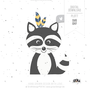 Plotter file raccoon svg - forest animal boho