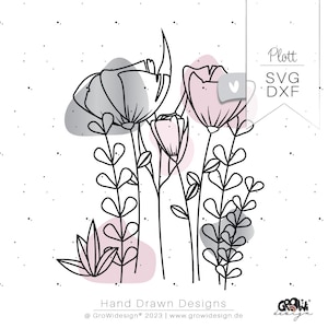 Plotterdatei Blumen Wiese svg dxf