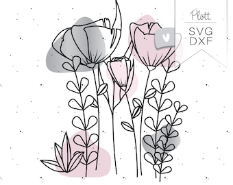 Plotter file flowers meadow svg dxf