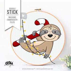 File da ricamo SLOTH Natale - 4 misure Doodle Stick