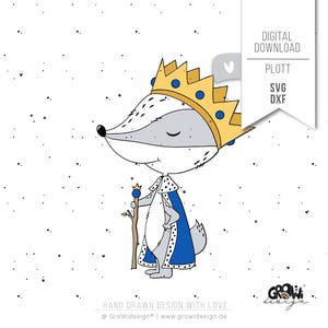 Plotter file FOREST ANIMAL King SVG - cutting file child birthday badger