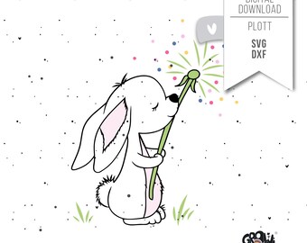 Archivo de plotter CONEJO Diente de león SVG - Confeti de Pascua