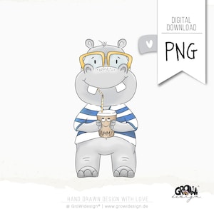 Clipart NASHORN PNG - Bügelbild digital Download