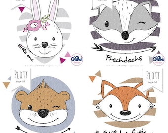 Plotter file forest animal bundle fox otter rabbit badger svg dxf