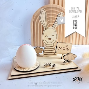 HUEVERA SVG cortada con láser - Porta huevos Huevo de Pascua Conejito de Pascua