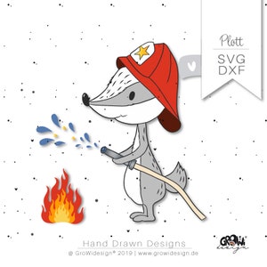 Plotter file fire department forest animal firefighter svg dxf