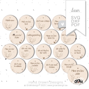 Hitos láser Bebé refranes Primer año SVG