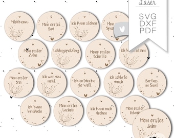 Laser Meilensteine Baby Sprüche erste Jahr SVG