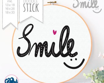 Smile Statement Embroidery File Doodle 3 sizes