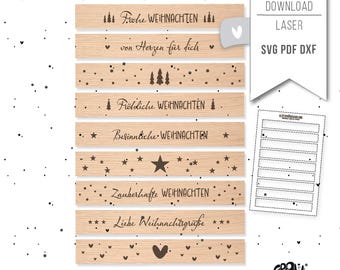 Laser file Christmas blocks SVG - Engraving lettering - incl. commercial license