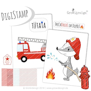 Vigili del fuoco DACHS DigiStamp clipart - animale della foresta
