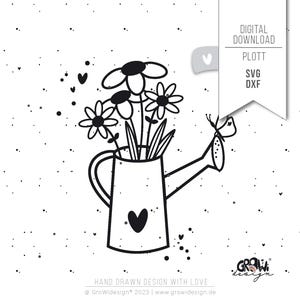 Archivo de trazador PRIMAVERA regadera flores svg dxf