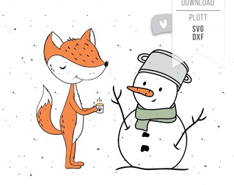 Plotter file fox snowman SVG