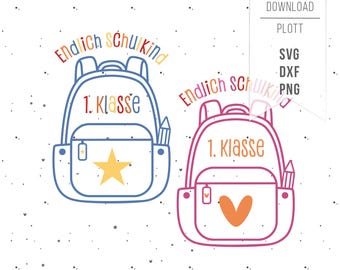 Plotter file schoolchild schoolbag SVG PNG - start of school, first day of school - incl. commercial license