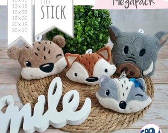 ITH embroidery file forest animals fox sow badger otter