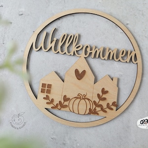 Herbst-Türschild Aus Holz Mit Cartoon-Maus & Kürbissen – Deko Für Erntedankfest, Tür Oder Wand, Inkl. Aufhängeschnur