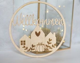 LASER FILE WELCOME SVG door sign autumn wreath house