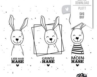 Plotter file HASE SVG Easter Easter Bunny Grinning Bunny