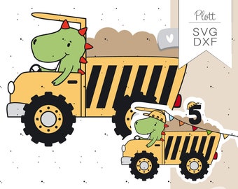 Plotter file DINO construction site dump truck svg dxf