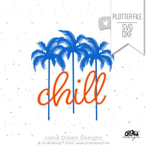 Plotterdatei CHILL PALMEN svg dxf Statement Spruch