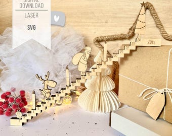 Laser file ADVENT CALENDAR SVG - Christmas Advent staircase - incl. commercial license