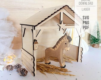 Laser file STALL Gnome Christmas SVG - Accessories Gnome Door Nativity Scene - incl. commercial license