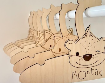 Laser file for children's clothes hangers with forest animals SVG | customizable | DIY laser file