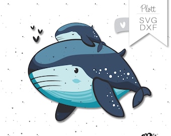 Plotter file WHALE love svg dxf