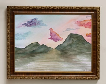 Sunset Landscape Watercolor | Fine Art Print
