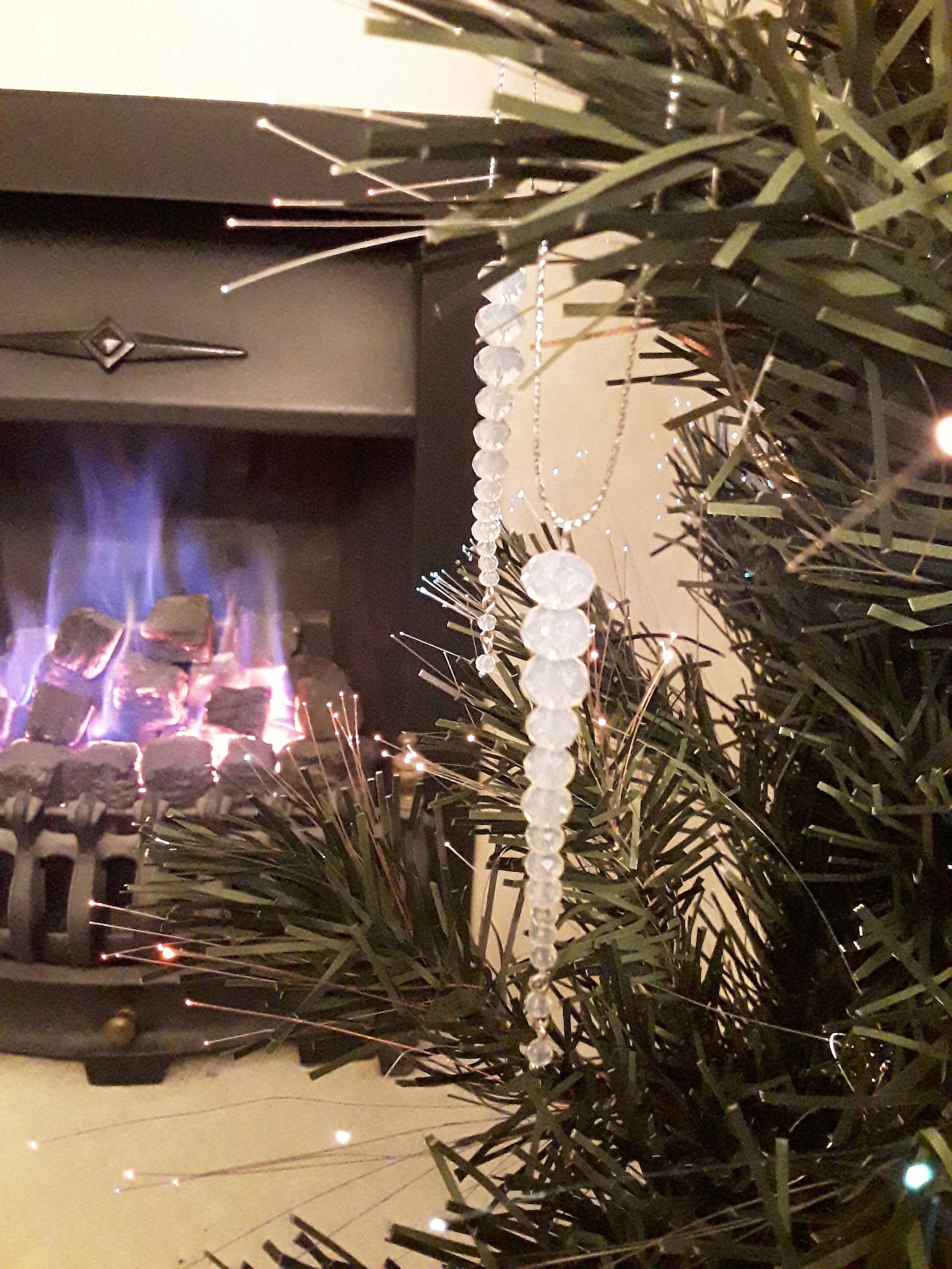 Frosted Crystal Icicle Christmas Tree Decoration Etsy