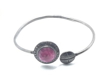 Pave set Ruby Bangle in Sterling zilver Antieke zilveren sieraden Victoriaanse juwelen cadeau voor haar verjaardag cadeau Office Sieraden Minimalist