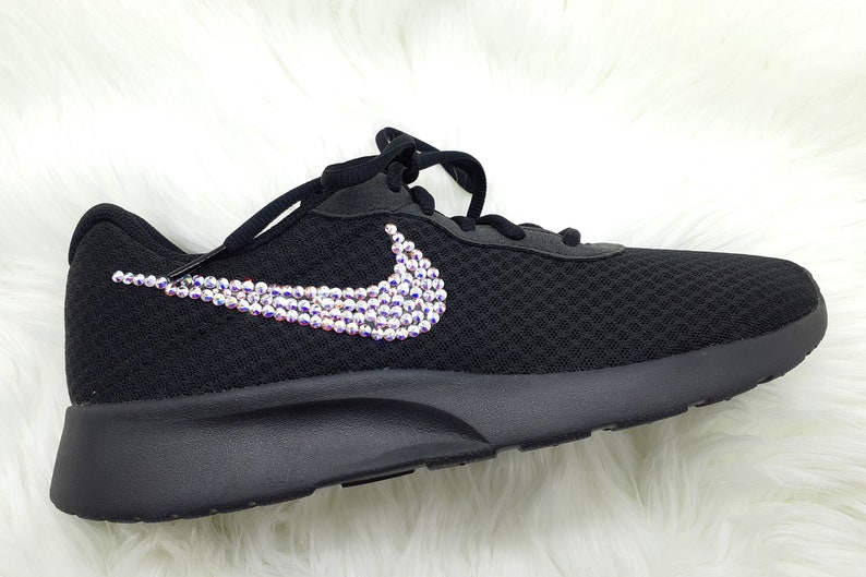 Zwarte zool Nike Swarovski Sneakers Nike Tanjun Trainers | Etsy