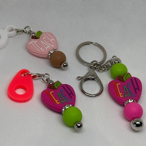 Teacher Straw Charm Pendent,Teacher Silicone Bar Keychain, Cup Charm,Stanley Cup Charm,Silicone Beaded Charm