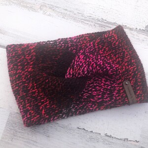 Cozy Handknit Twisted Ear Warmer, Multi-Color Crochet Winter Headband for Women & Kids
