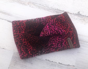 Cozy Handknit Twisted Ear Warmer, Multi-Color Crochet Winter Headband for Women & Kids