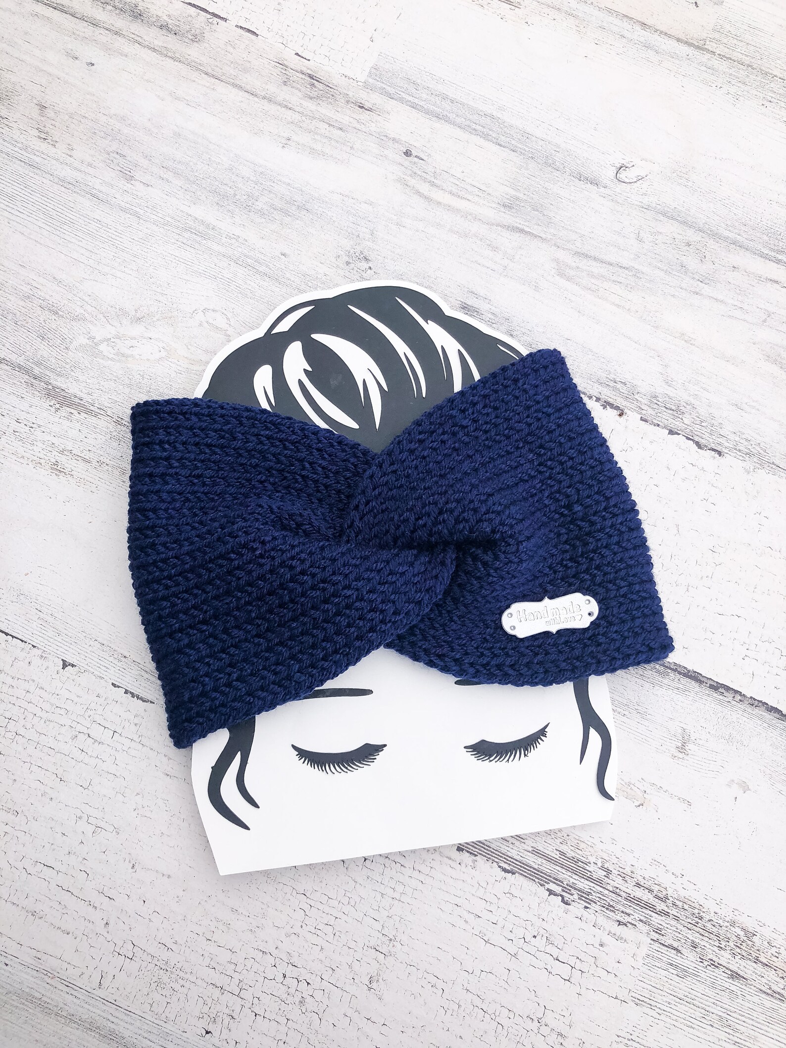 Navy Blue Tweed ear warmer
