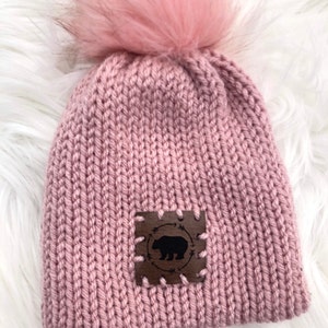 Baby Knitted Beanie, Pom Pom Beanie, Newborn Knit Hat, Knit Baby Hat, Children&#39;s Beanie Hat, Easy Knitted Baby Beanie
