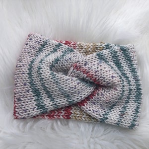 Crochet Twisted Ear Warmer, Multi Color Cozy Winter Headband for Adults & Women