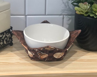 Quilted Cotton Microwave Bowl Cozy, 7.5 inch Soup Potholder