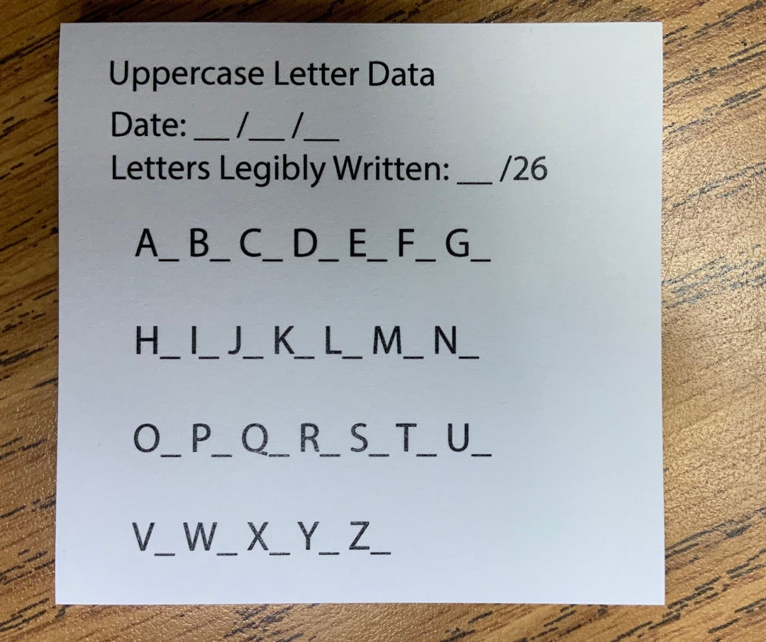 Sticky Note for Taking Uppercase Letter Data- OT and Special Ed - Etsy