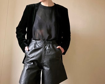 Vintage 90s high waist black leather shorts Size: 8/10 U.K.