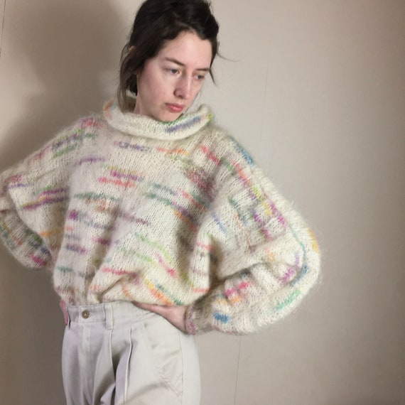 Vintage 80s cropped oversized batwing mohair jumpe