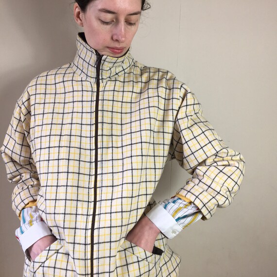 Vintage 90s Wool Plaid Check Blouson Casual Jacket. Size: M UK - Etsy