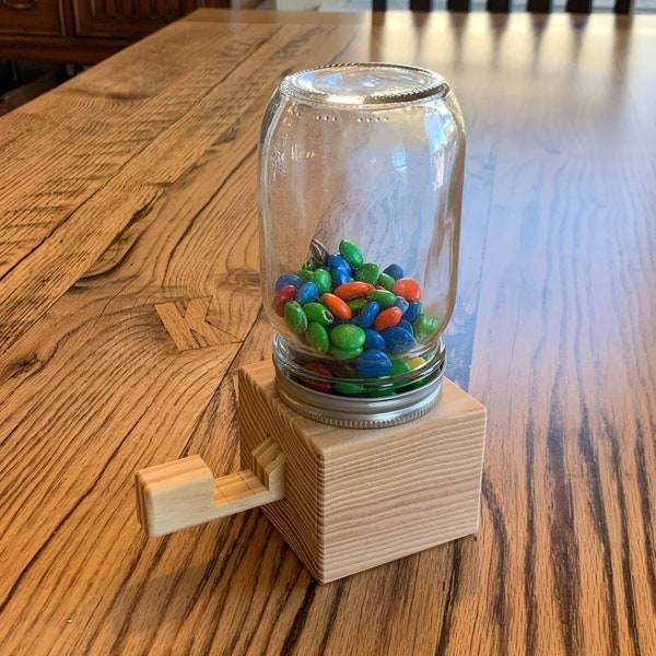 Mason jar candy dispenser - great for kids, grandparents or the office!