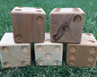 5 unpainted cedar yard dice for Yardzee