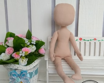 Beige Blank Rag Doll Body: 27cm Cotton Textile Doll