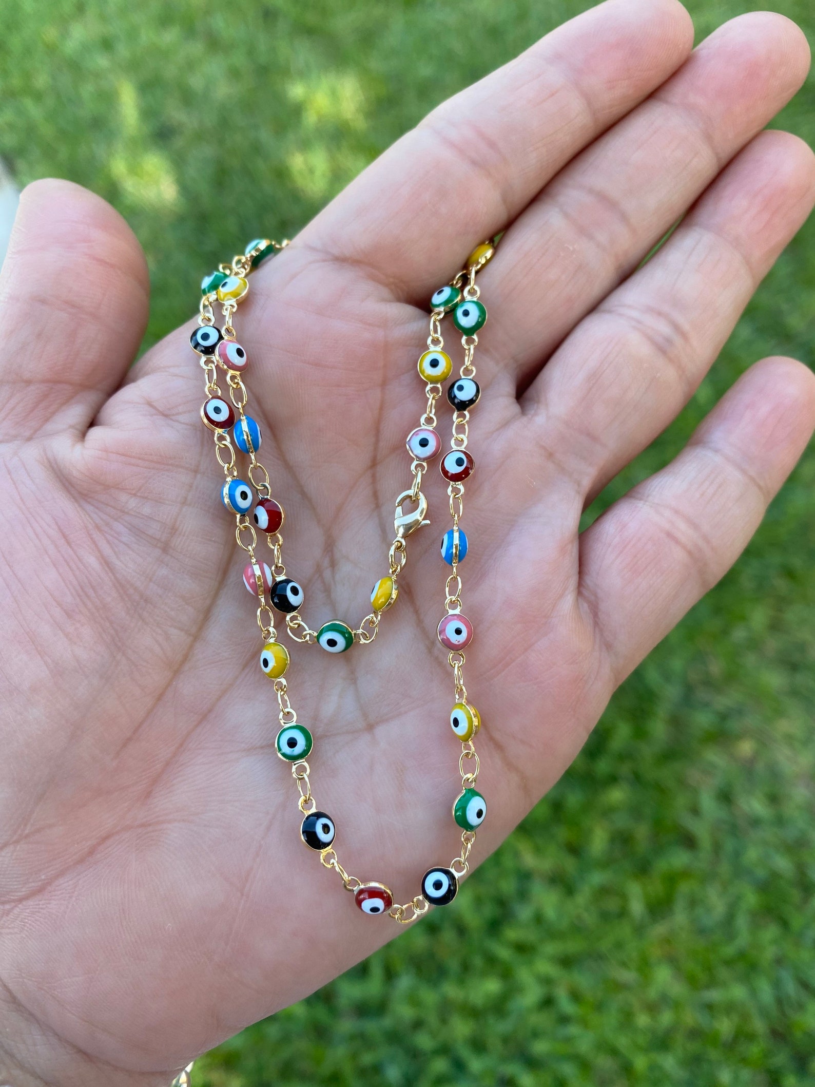 Evil Eye Chain Gold Filled Necklace Mal De Ojo Jewelry Etsy