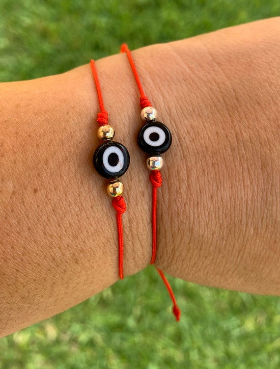 Red String Black Evil Eye Bracelet: Handmade Protection Jewelry