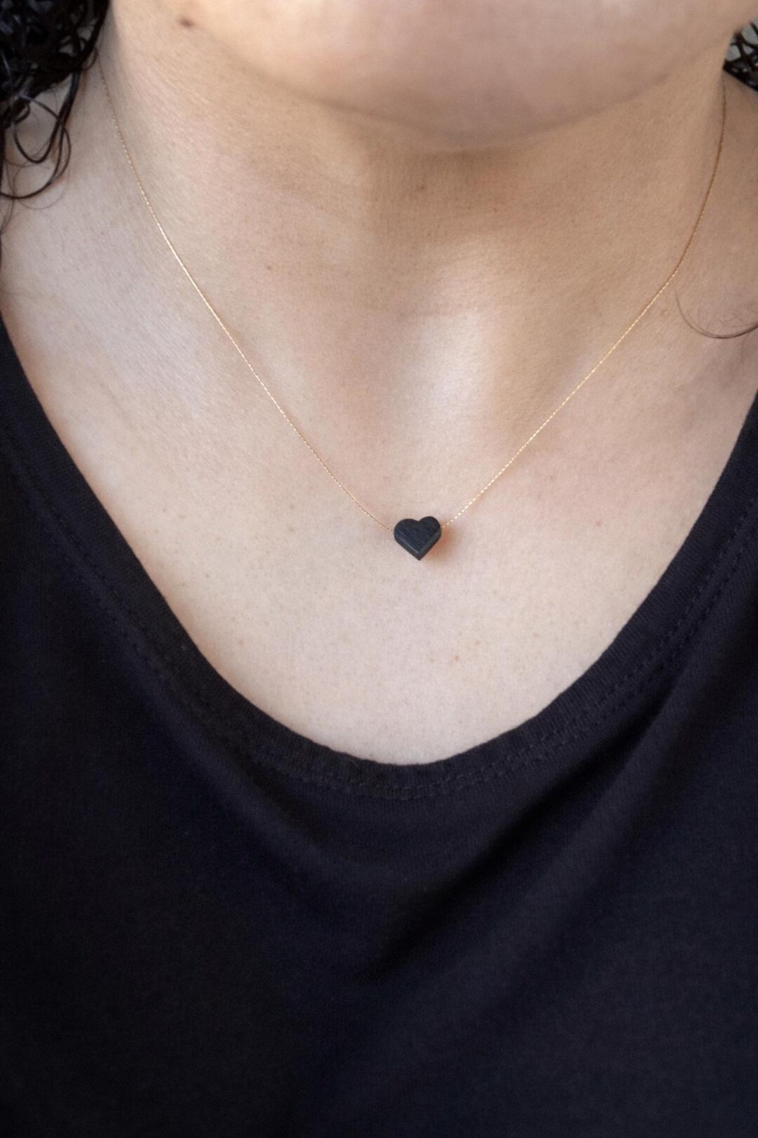 Jet Stone Heart Necklace • Authentic Azabache Necklace • Black Heart ...